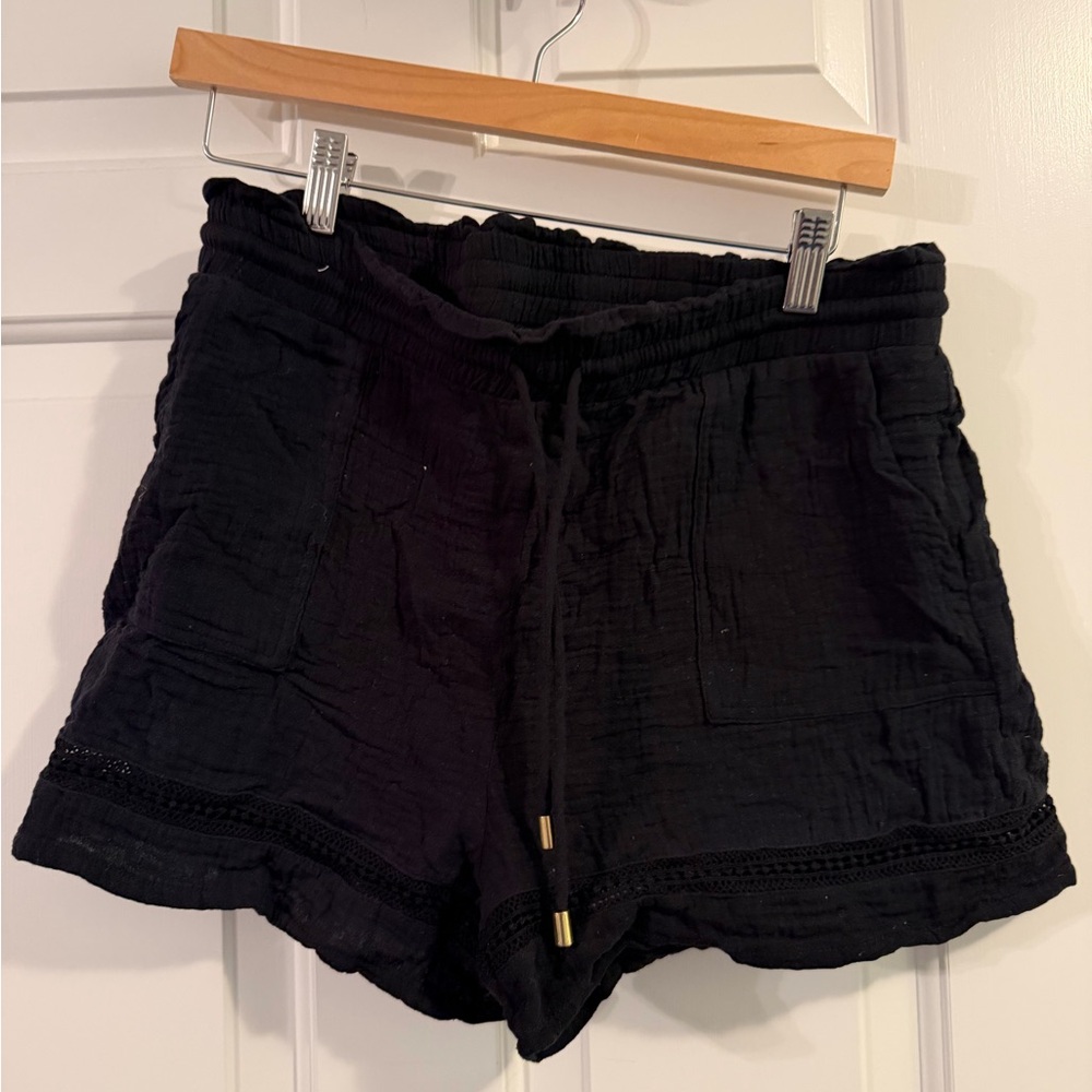 La Blanca Black Textured High Waist Shorts